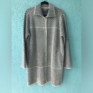 Cyrus Midweight Sweater Coat in Black White Size XL
